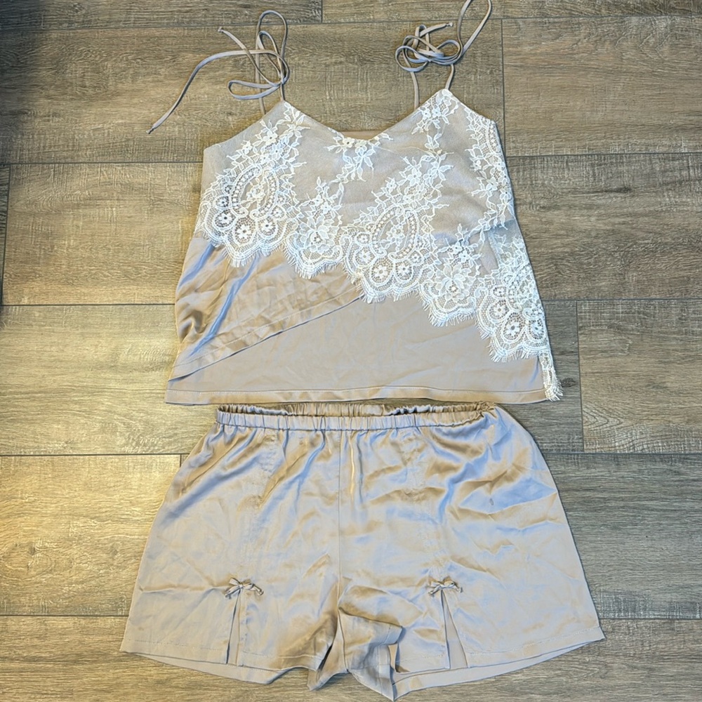 Satin lace PJ set.